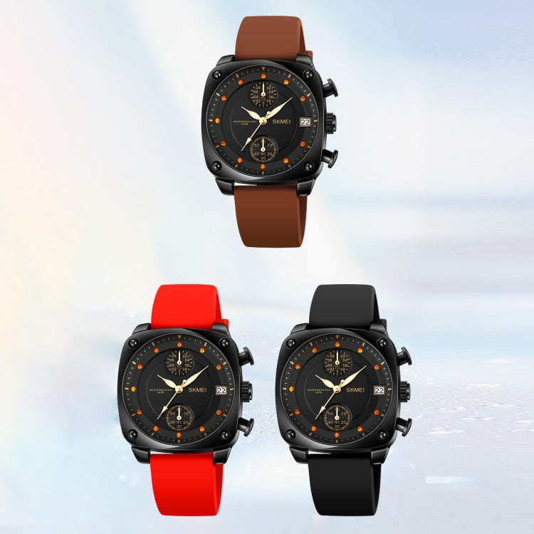 SKMEI 1903 Stainless Steel Buckle Silicone Strap Waterproof Quartz Watch(Red) - free shipping - PMC TechLife - Order now!