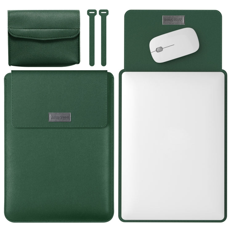 4 in 1 Lightweight and Portable Leather Computer Bag, Size:15.4/15.6/16.1 inches(Dark Green) - 15 inch by PMC TechLife | Online Shopping South Africa | PMC TechLife | Buy Now Pay Later Mobicred