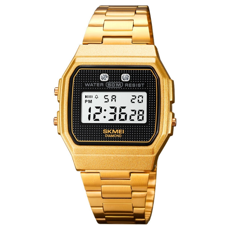 SKMEI 1952 Resin Mirror ABS Case Waterproof Electronic Watch(Golden Steel Belt) - free shipping - PMC TechLife - Order now!