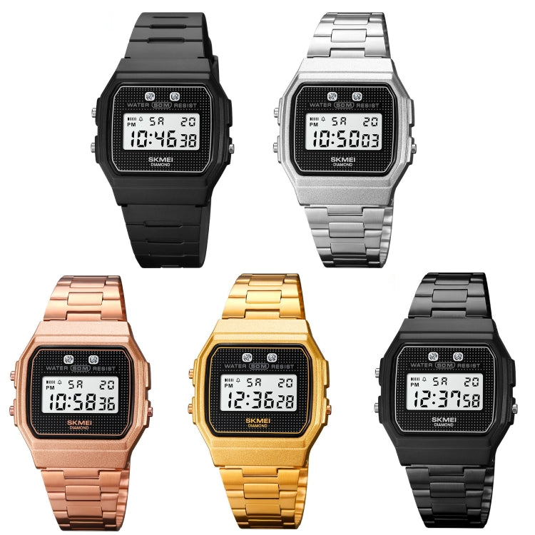 SKMEI 1952 Resin Mirror ABS Case Waterproof Electronic Watch(Golden Steel Belt) - free shipping - PMC TechLife - Order now!