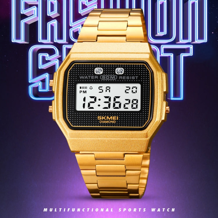 SKMEI 1952 Resin Mirror ABS Case Waterproof Electronic Watch(Golden Steel Belt) - free shipping - PMC TechLife - Order now!