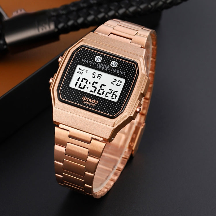 SKMEI 1952 Resin Mirror ABS Case Waterproof Electronic Watch(Golden Steel Belt) - free shipping - PMC TechLife - Order now!