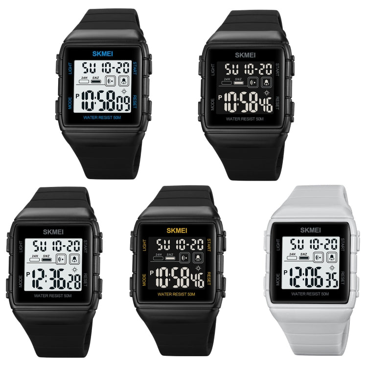 SKMEI 1960 Stainless Steel Buckle Silicone Strap Waterproof Electronic Watch(Black and Black Machine) - free shipping - PMC TechLife - Order now!