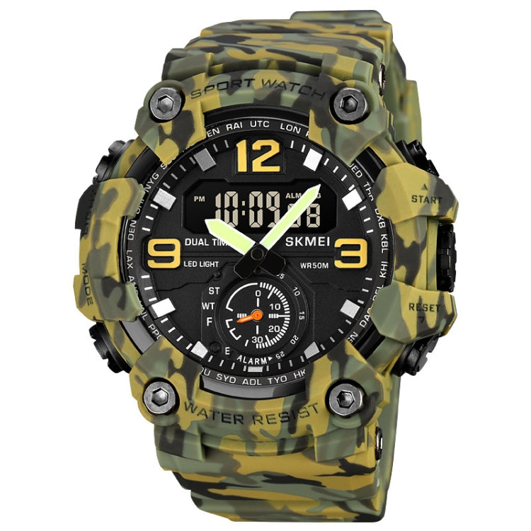 SKMEI 1965 Stainless Steel Buckle PU Strap Waterproof Electronic Watch(Army Green Camouflage) - free shipping - PMC TechLife - Order now!
