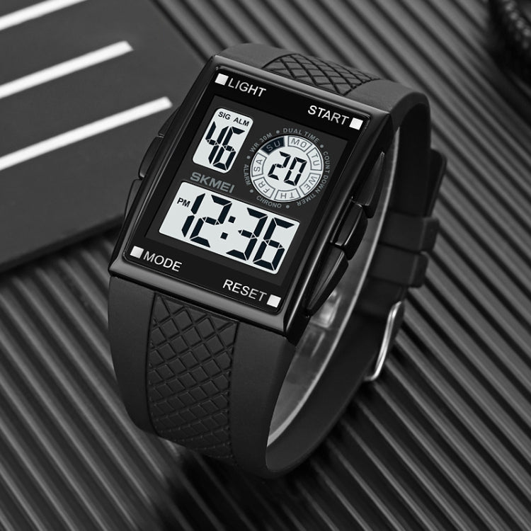 SKMEI 1967 Stainless Steel Buckle PU Strap Waterproof Electronic Watch(Silver and White Machine) - free shipping - PMC TechLife - Order now!