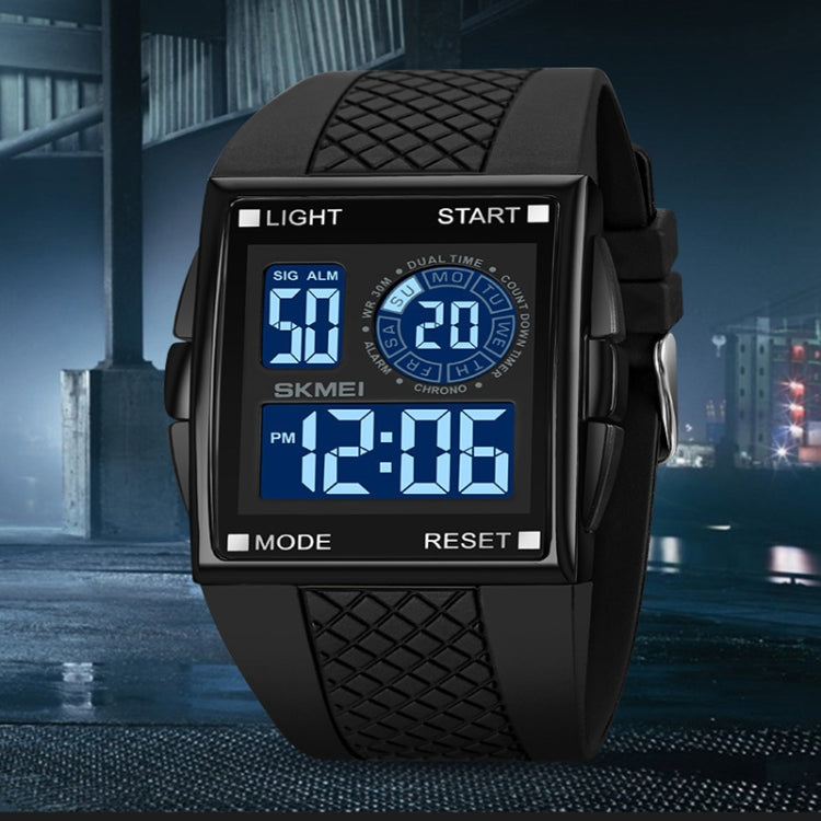 SKMEI 1967 Stainless Steel Buckle PU Strap Waterproof Electronic Watch(Silver and White Machine) - free shipping - PMC TechLife - Order now!