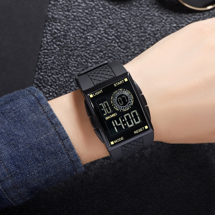 SKMEI 1967 Stainless Steel Buckle PU Strap Waterproof Electronic Watch(Silver and White Machine) - free shipping - PMC TechLife - Order now!