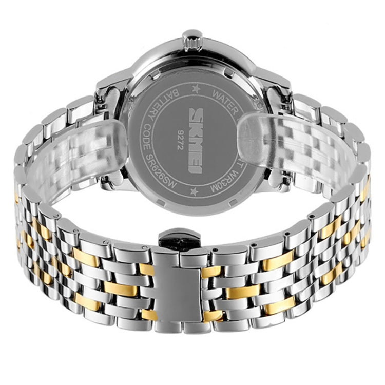 SKMEI 9272 Stainless Steel Buckle Strap Waterproof Quartz Watch Women(Silver Shell Black Surface) - free shipping - PMC TechLife - Order now!