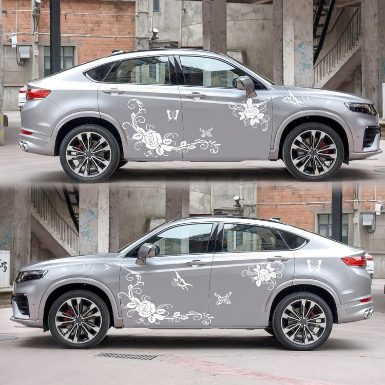 2 PCS/Set D-72 Butterfly Love Flower Pattern Car Modified Decorative Sticker(White) - Decorative Sticker by PMC TechLife | Online Shopping South Africa | PMC TechLife | Buy Now Pay Later Mobicred