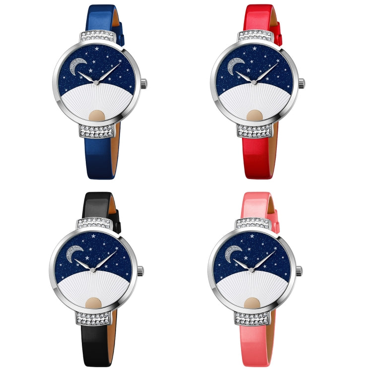 SKMEI 9279 Stainless Steel Buckle Genuine Leather Strap Waterproof Quartz Watch(Blue) - free shipping - PMC TechLife - Order now!