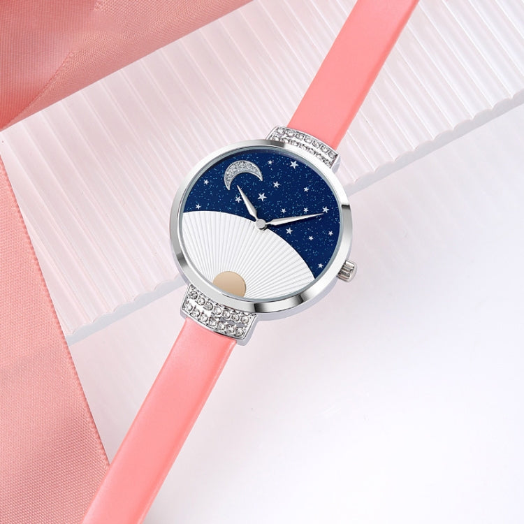 SKMEI 9279 Stainless Steel Buckle Genuine Leather Strap Waterproof Quartz Watch(Blue) - free shipping - PMC TechLife - Order now!