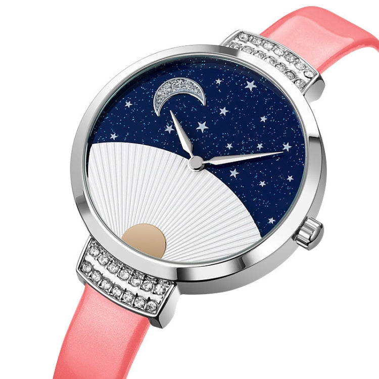 SKMEI 9279 Stainless Steel Buckle Genuine Leather Strap Waterproof Quartz Watch(Blue) - free shipping - PMC TechLife - Order now!