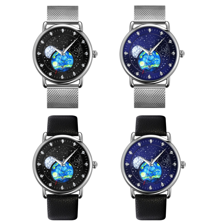 SKMEI 9283 Stainless Steel Buckle Glass Mirror Waterproof Quartz Watch, Shape:Leather Belt(Black) - free shipping - PMC TechLife - Order now!