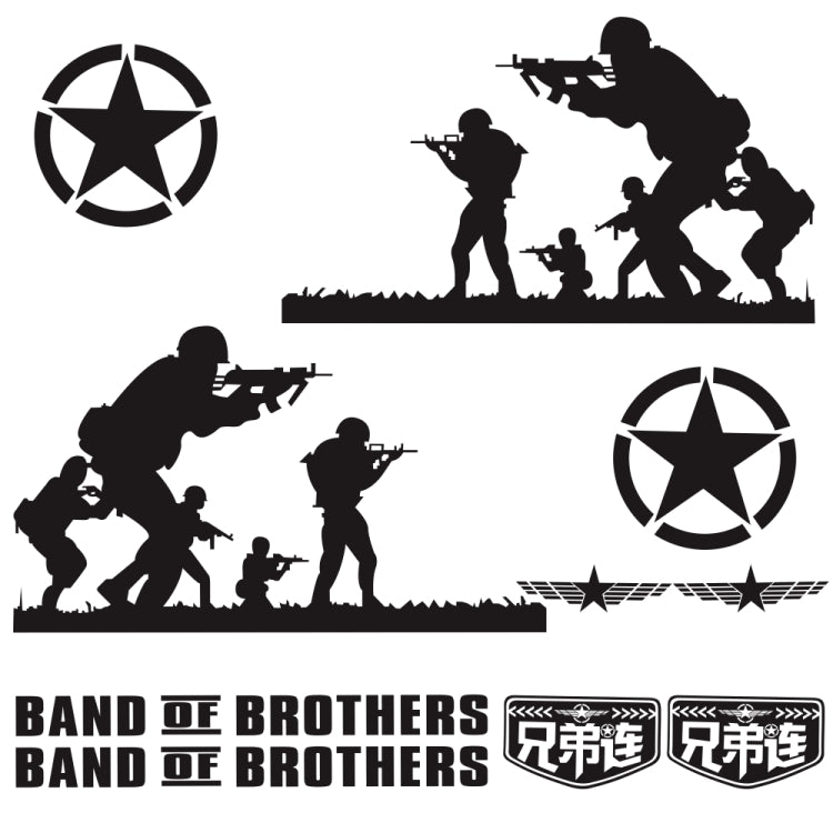 2 PCS/Set D-135 Band of Brothers Pattern Car Modified Decorative Sticker(Black) - Decorative Sticker by PMC TechLife | Online Shopping South Africa | PMC TechLife | Buy Now Pay Later Mobicred