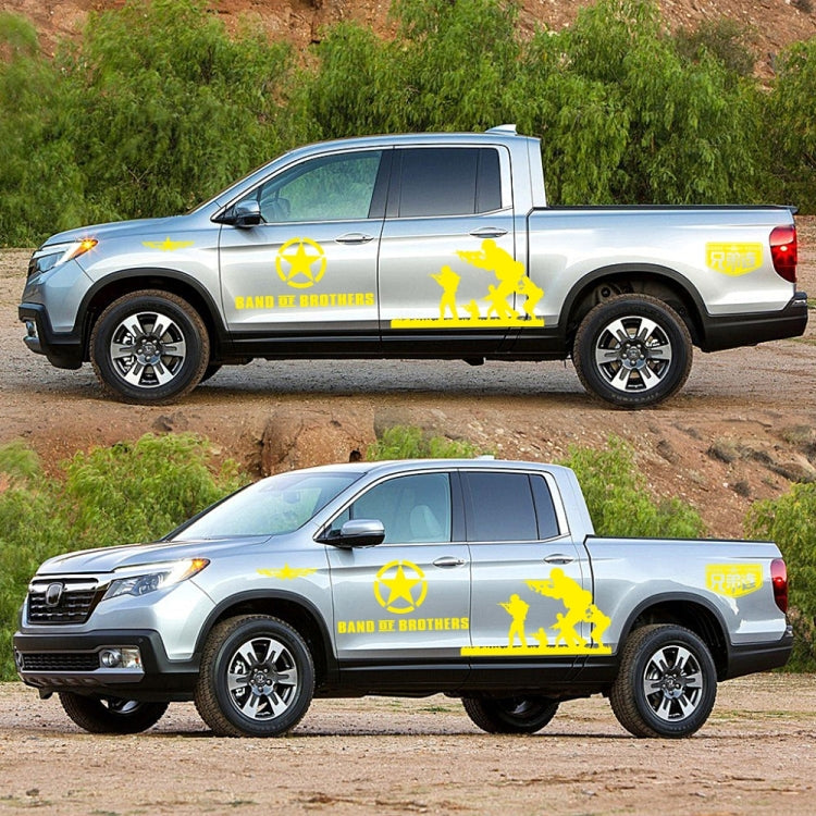 2 PCS/Set D-135 Band of Brothers Pattern Car Modified Decorative Sticker(Yellow) - Decorative Sticker by PMC TechLife | Online Shopping South Africa | PMC TechLife | Buy Now Pay Later Mobicred