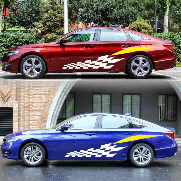 2 PCS/Set D-538 Checkered Totem Pattern Car Modified Decorative Sticker(White+Yellow) - Decorative Sticker by PMC TechLife | Online Shopping South Africa | PMC TechLife | Buy Now Pay Later Mobicred