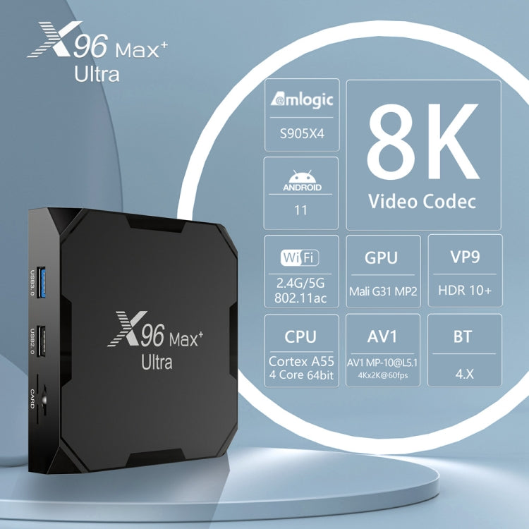 X96 Max+ Ultra 4GB+64GB Amlogic S905X4 8K Smart TV BOX Android 11.0 Media Player, Plug Type:UK Plug - Others by PMC TechLife | Online Shopping South Africa | PMC TechLife | Buy Now Pay Later Mobicred