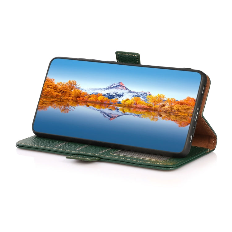 For Huawei Nova 10 Pro KHAZNEH Side-Magnetic Litchi Genuine Leather RFID Phone Case(Green) - Huawei Cases by PMC TechLife | Online Shopping South Africa | PMC TechLife | Buy Now Pay Later Mobicred