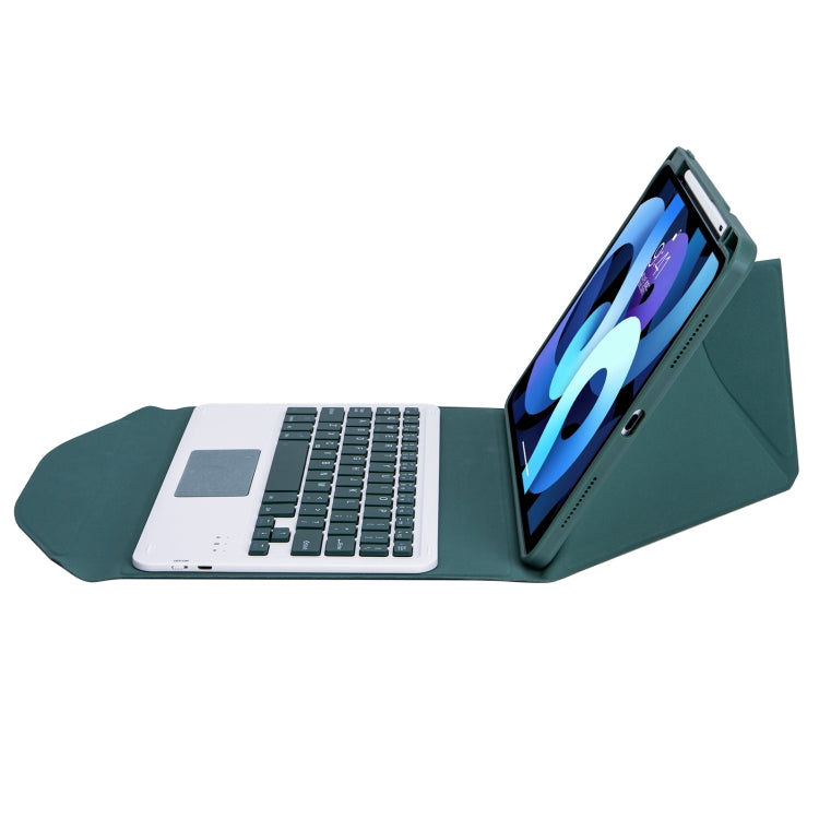 Z098B-A Pen Slot Touchpad Bluetooth Keyboard Leather Tablet Case For iPad Air 10.9 2022/2020(Green) - For iPad Air by PMC TechLife | Online Shopping South Africa | PMC TechLife | Buy Now Pay Later Mobicred