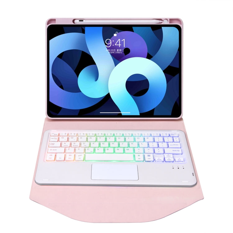Z098B-AS Pen Slot Touchpad Backlight Bluetooth Keyboard Leather Tablet Case For iPad Air 11 2025 / 2024 / Air 5 / Air 4(Pink) - For iPad Air by PMC TechLife | Online Shopping South Africa | PMC TechLife | Buy Now Pay Later Mobicred