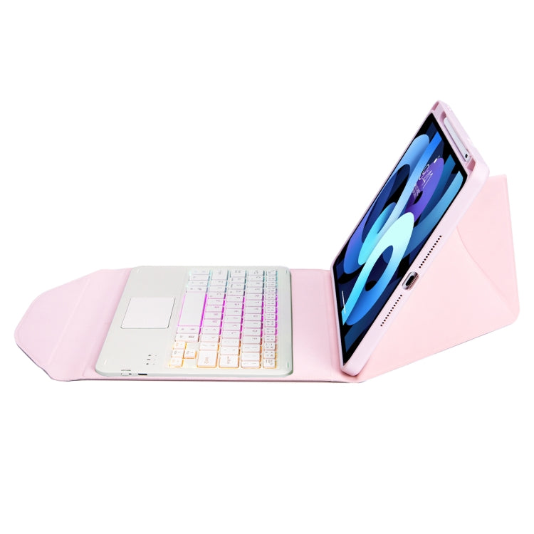 Z098B-AS Pen Slot Touchpad Backlight Bluetooth Keyboard Leather Tablet Case For iPad Air 11 2025 / 2024 / Air 5 / Air 4(Pink) - For iPad Air by PMC TechLife | Online Shopping South Africa | PMC TechLife | Buy Now Pay Later Mobicred