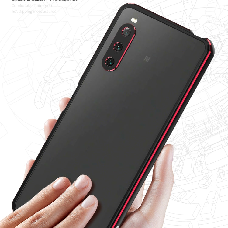 For Sony Xperia 10 ��� Aurora Series Lens Protector + Metal Frame Protective Phone Case(Purple+Silver) - Sony Cases by PMC TechLife | Online Shopping South Africa | PMC TechLife | Buy Now Pay Later Mobicred