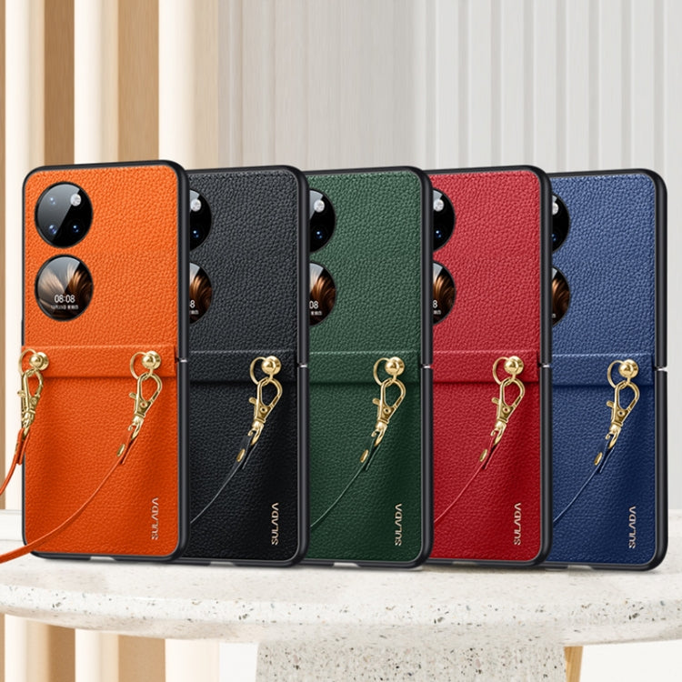 For Huawei P50 Pocket SULADA Litchi Texture Leather + TPU Phone Case with Strap(Orange) - Huawei Cases by SULADA | Online Shopping South Africa | PMC TechLife | Buy Now Pay Later Mobicred