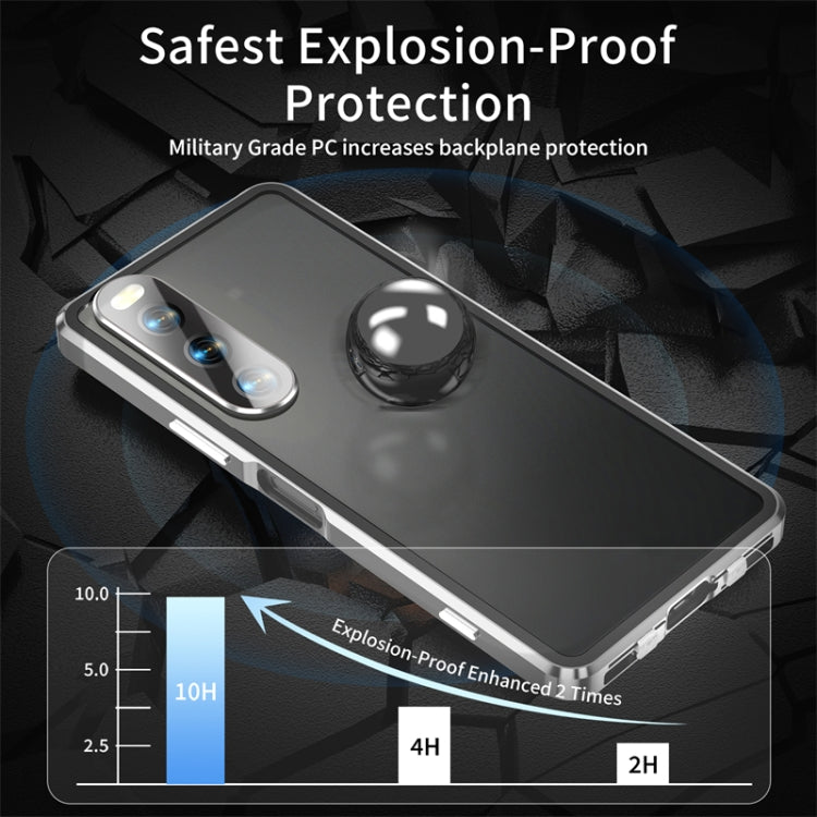 For Sony Xperia 10 IV HD Magnetic Metal Tempered Glass Phone Case(Silver) - Sony Cases by PMC TechLife | Online Shopping South Africa | PMC TechLife | Buy Now Pay Later Mobicred