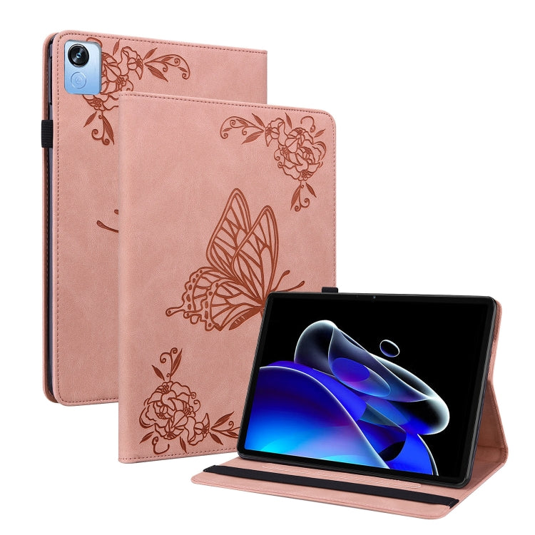 For Realme Pad X Butterfly Flower Embossed Leather Tablet Case(Rose Gold) - Realme by PMC TechLife | Online Shopping South Africa | PMC TechLife | Buy Now Pay Later Mobicred