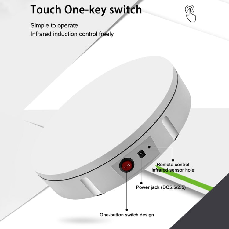 22cm Charging Rotating Display Stand Video Shooting Turntable, Load: 50kg, Power Plug:US Plug(White) -  by PMC TechLife | Online Shopping South Africa | PMC TechLife | Buy Now Pay Later Mobicred