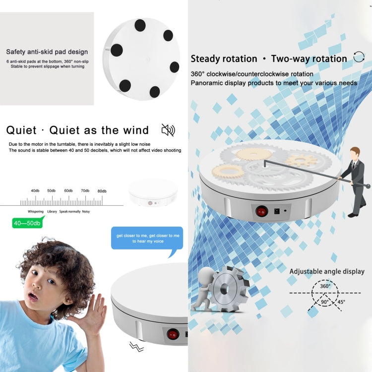 22cm Charging Rotating Display Stand Video Shooting Turntable, Load: 50kg, Power Plug:US Plug(Black) -  by PMC TechLife | Online Shopping South Africa | PMC TechLife | Buy Now Pay Later Mobicred