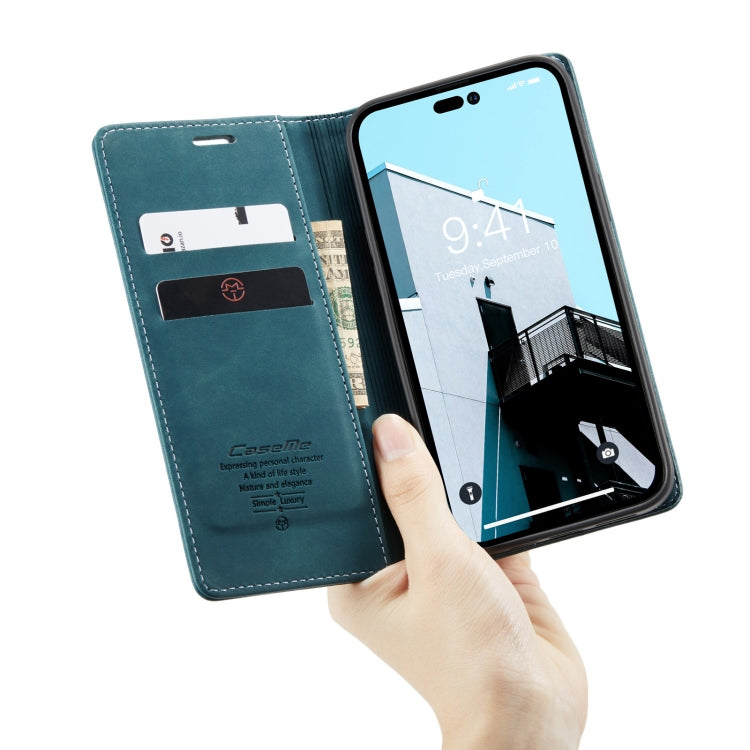 For iPhone 14 Pro CaseMe-013 Multifunctional Retro Frosted Leather Phone Case(Blue) - free shipping - PMC Jewellery - Order now!