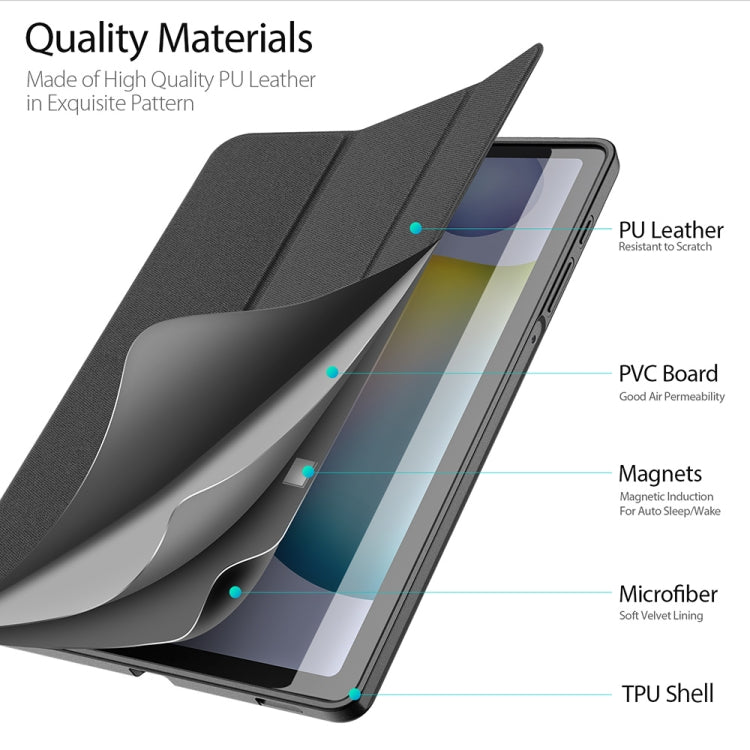 For Galaxy Tab S6 Lite 10.4 inch / S6 Lite 2024 DUX DUCIS Domo Series Horizontal Flip Magnetic PU Leather Case with Three-folding Holder & Pen Slot & Sleep / Wake-up Function(Black) - free shipping - PMC Jewellery - Order now!