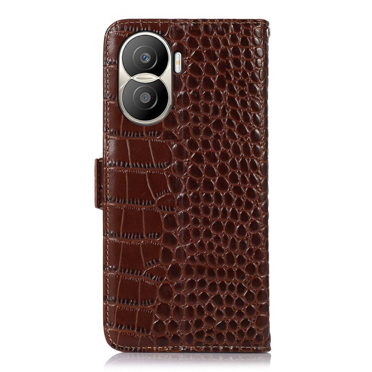 For Honor X40i Crocodile Top Layer Cowhide Leather Phone Case(Brown) - Honor Cases by PMC TechLife | Online Shopping South Africa | PMC TechLife | Buy Now Pay Later Mobicred