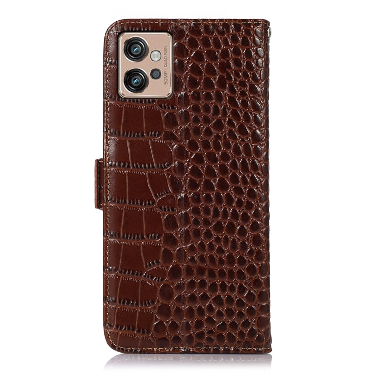 For Motorola Moto G32 Crocodile Top Layer Cowhide Leather Phone Case(Brown) - Motorola Cases by PMC TechLife | Online Shopping South Africa | PMC TechLife | Buy Now Pay Later Mobicred