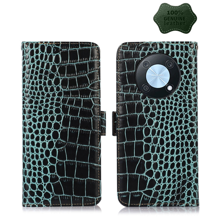 For Huawei Nova Y90/Enjoy 50 Pro Crocodile Top Layer Cowhide Leather Phone Case(Green) - Huawei Cases by PMC TechLife | Online Shopping South Africa | PMC TechLife | Buy Now Pay Later Mobicred