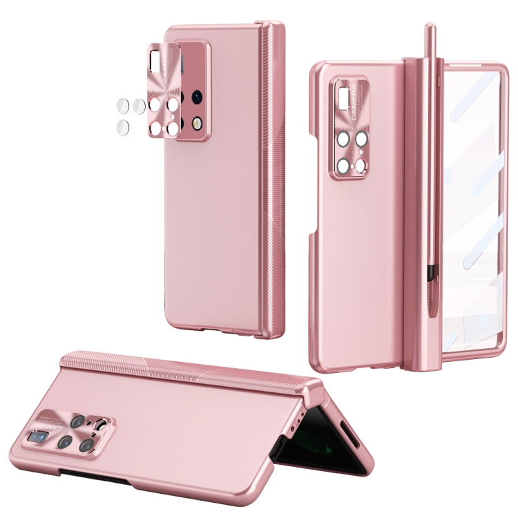 For Huawei Mate X2 Electroplating Hinged Folding Phone Case with S Pen Fold Edtion(Pink) - Huawei Cases by PMC TechLife | Online Shopping South Africa | PMC TechLife | Buy Now Pay Later Mobicred