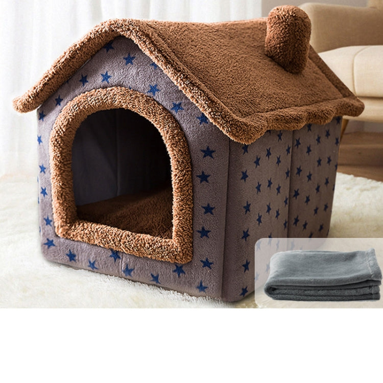 House Type Universal Removable and Washable Pet Dog Cat Bed Pet Supplies, Size:S(Coffee Hut + Blanket) - free shipping - PMC TechLife - Order now!