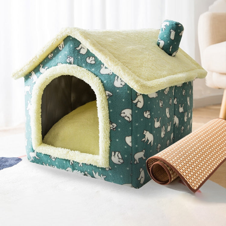 House Type Universal Removable and Washable Pet Dog Cat Bed Pet Supplies, Size:S(Green Bear House + Mat) - free shipping - PMC TechLife - Order now!