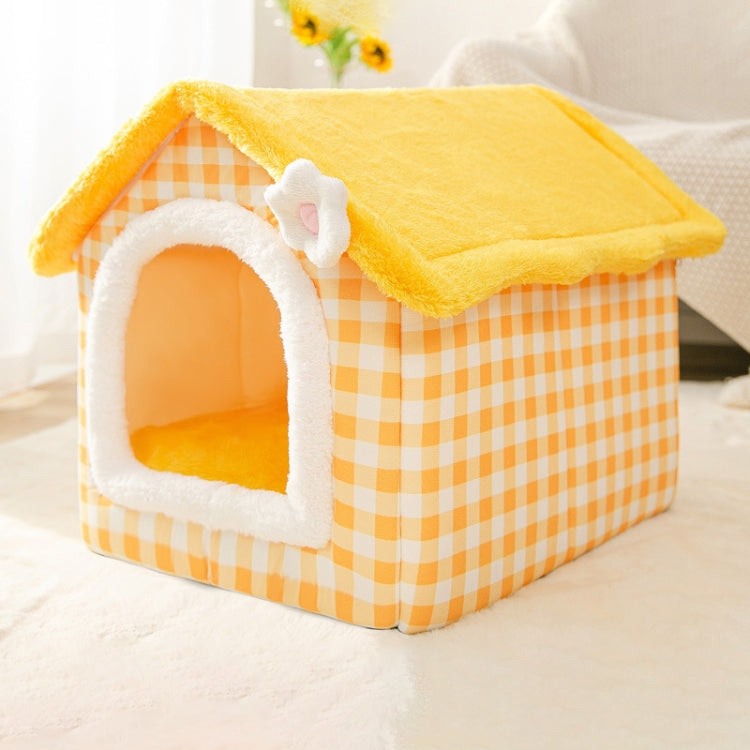 House Type Universal Removable and Washable Pet Dog Cat Bed Pet Supplies, Size:M(Yellow Flower) - Beds by PMC TechLife | Online Shopping South Africa | PMC TechLife | Buy Now Pay Later Mobicred