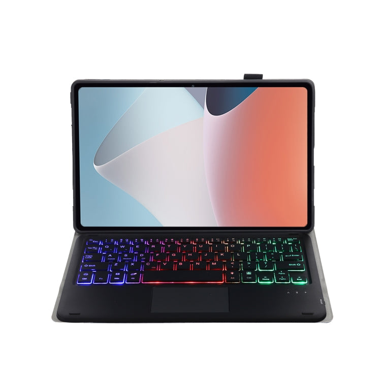 OP12-AS Lambskin Texture Ultra-thin Bluetooth Keyboard Leather Case with Touchpad & Backlight For OPPO Pad Air 10.4 inch(Black) - Others Keyboard by PMC TechLife | Online Shopping South Africa | PMC TechLife