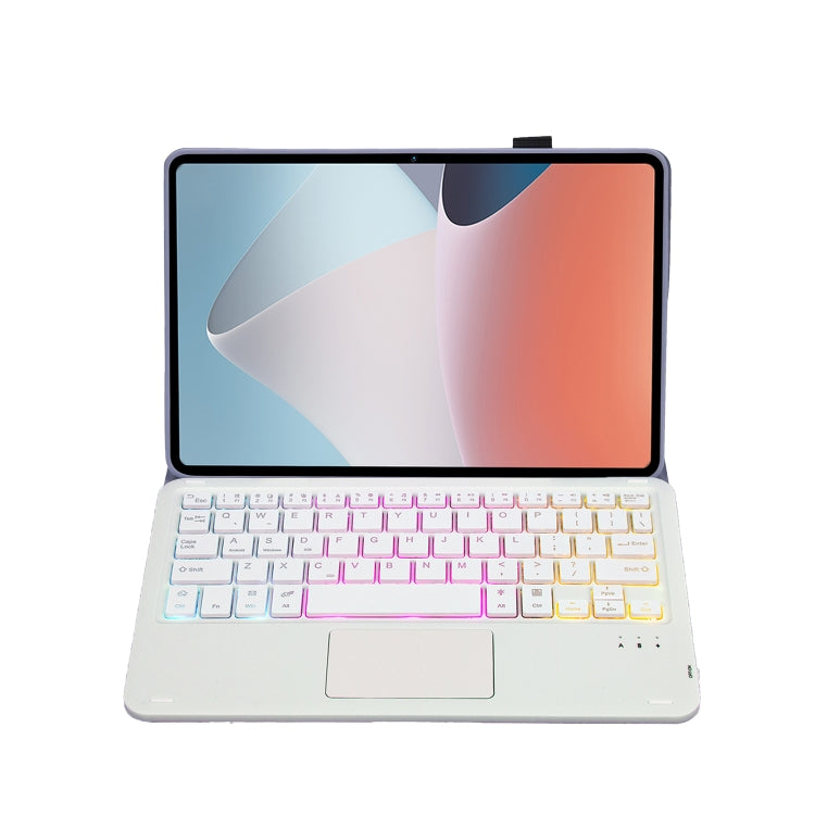 OP12-AS Lambskin Texture Ultra-thin Bluetooth Keyboard Leather Case with Touchpad & Backlight For OPPO Pad Air 10.4 inch(Purple) - free shipping - PMC TechLife - Order now!