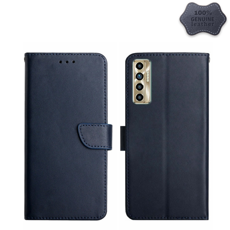 For Tecno Camon 17P Genuine Leather Fingerprint-proof Horizontal Flip Phone Case(Blue) - Tecno Cases by PMC TechLife | Online Shopping South Africa | PMC TechLife | Buy Now Pay Later Mobicred