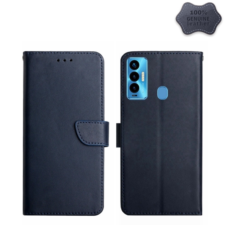 For Tecno Camon 18i Genuine Leather Fingerprint-proof Horizontal Flip Phone Case(Blue) - Tecno Cases by PMC TechLife | Online Shopping South Africa | PMC TechLife | Buy Now Pay Later Mobicred