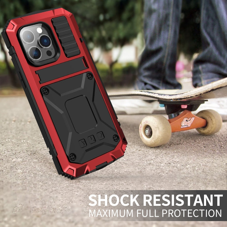 For iPhone 14 Pro R-JUST Shockproof Waterproof Dust-proof Case with Holder(Red) - free shipping - PMC TechLife - Order now!