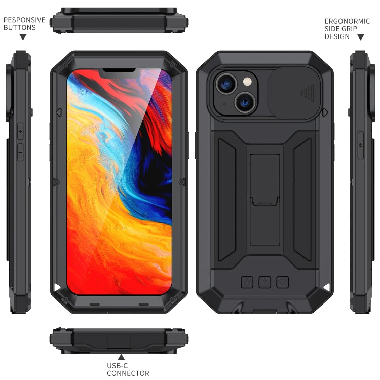 For iPhone 14 Plus R-JUST Shockproof Life Waterproof Dust-proof Case (Black) - iPhone 14 Plus Cases by R-JUST | Online Shopping South Africa | PMC TechLife
