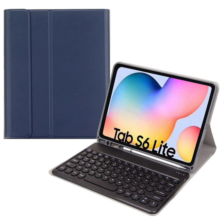 Round Cap Bluetooth Keyboard Leather Case with Pen Slot, without Touchpad For Samsung Galaxy Tab A7 10.4 2020(Dark Blue+Black Keyboard) - Samsung Keyboard by PMC TechLife | Online Shopping South Africa | PMC TechLife