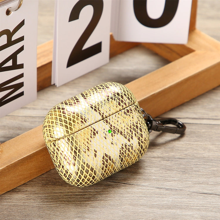 J01 Mesh Snakeskin Headphone Case For AirPods Pro(Gold) - For AirPods Pro by PMc TechLife | Online Shopping South Africa | PMc TechLife | Buy Now Pay Later Mobicred
