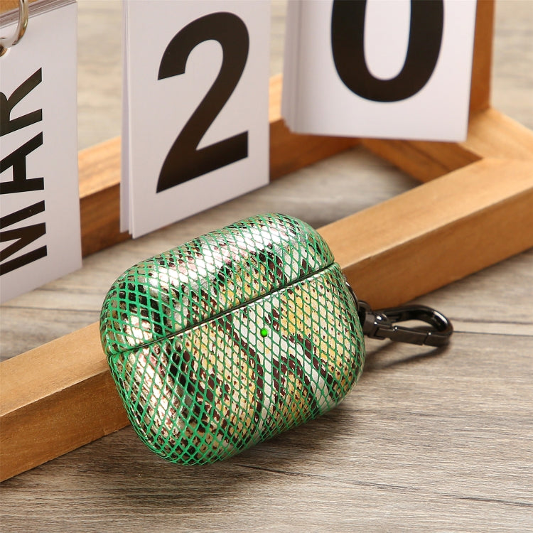 J01 Mesh Snakeskin Headphone Case For AirPods Pro(Green) - For AirPods Pro by PMc TechLife | Online Shopping South Africa | PMc TechLife | Buy Now Pay Later Mobicred