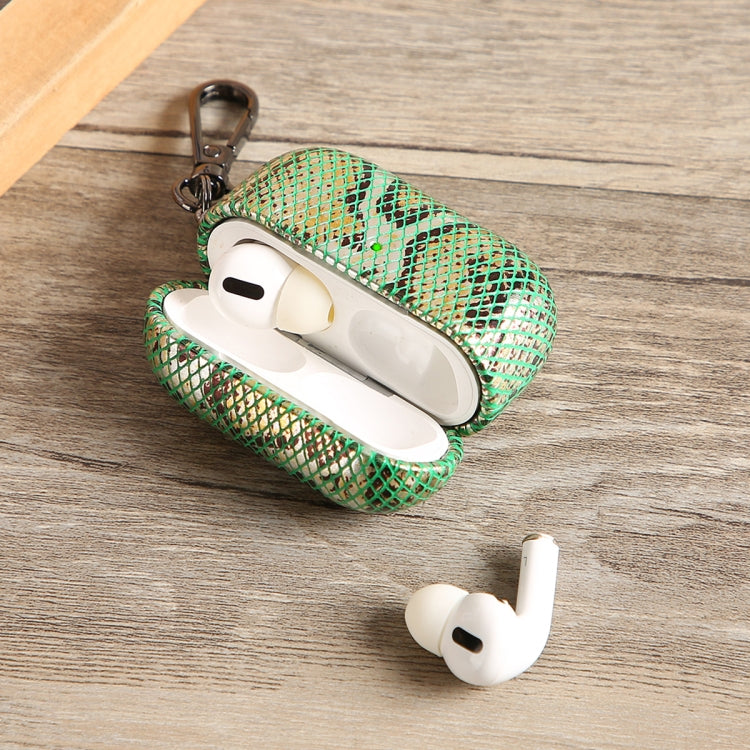 J01 Mesh Snakeskin Headphone Case For AirPods Pro(Green) - For AirPods Pro by PMc TechLife | Online Shopping South Africa | PMc TechLife | Buy Now Pay Later Mobicred